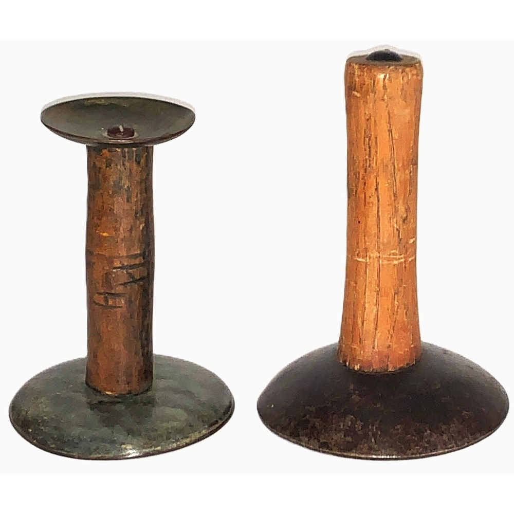 2 Antique Farm Hog Scrapers Iron & Wood Tool Primitives c 1900
